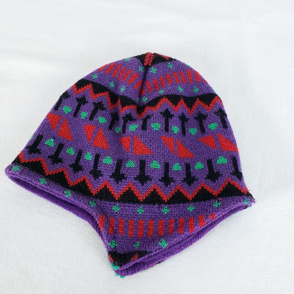 Hanna Andersson Womens L Ear Flap Beanie Cotton Lining Fair Isle Nordic Scandi